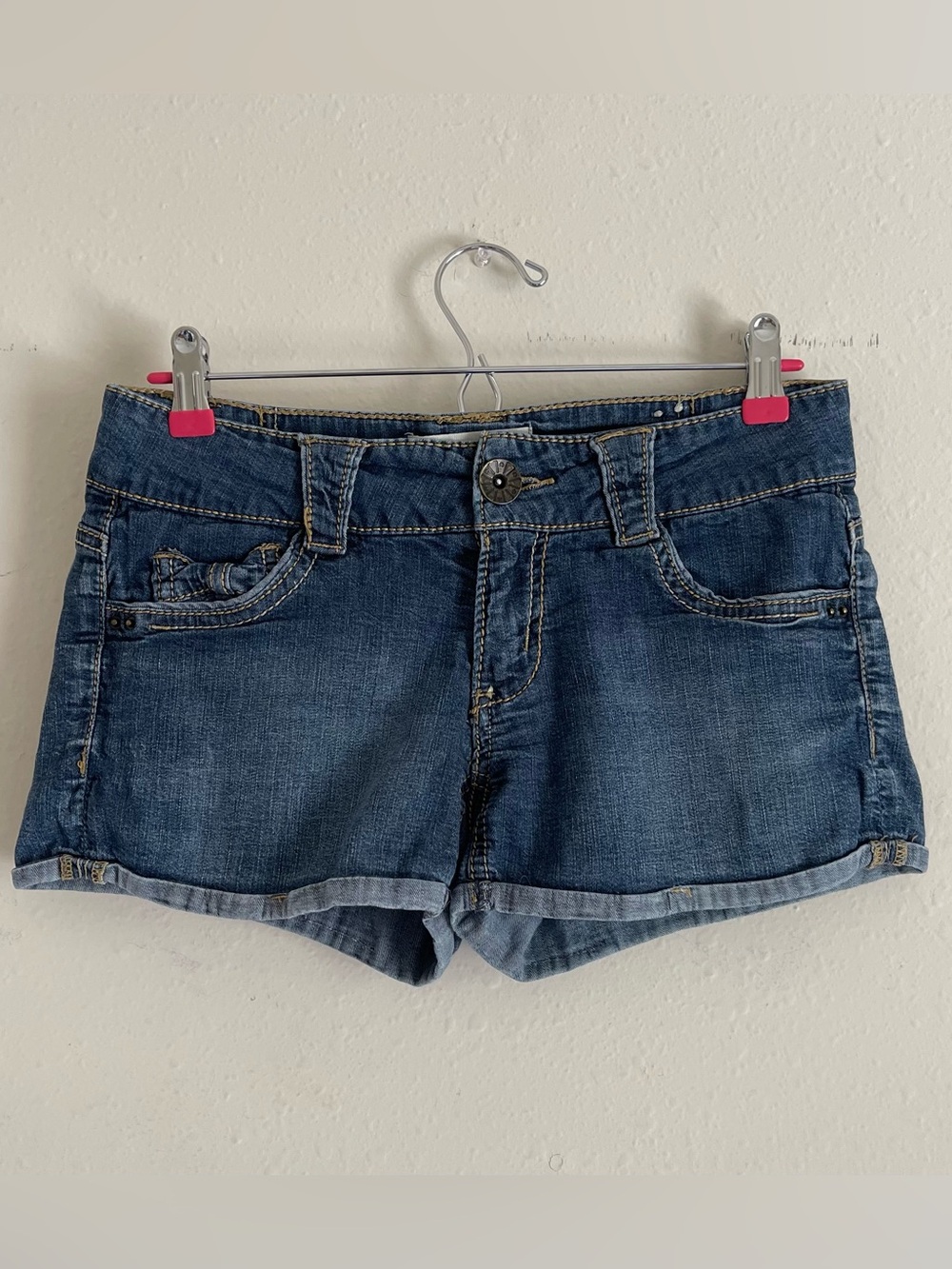 Rewind Dark Blue Denim Cuffed Women's Shorts